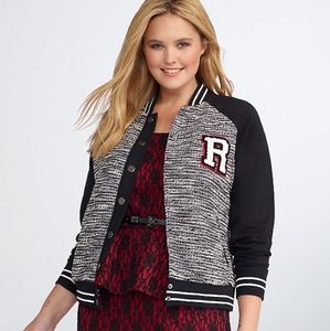 REBEL WILSON FOR TORRID LETTERMAN BOMBER JACKET